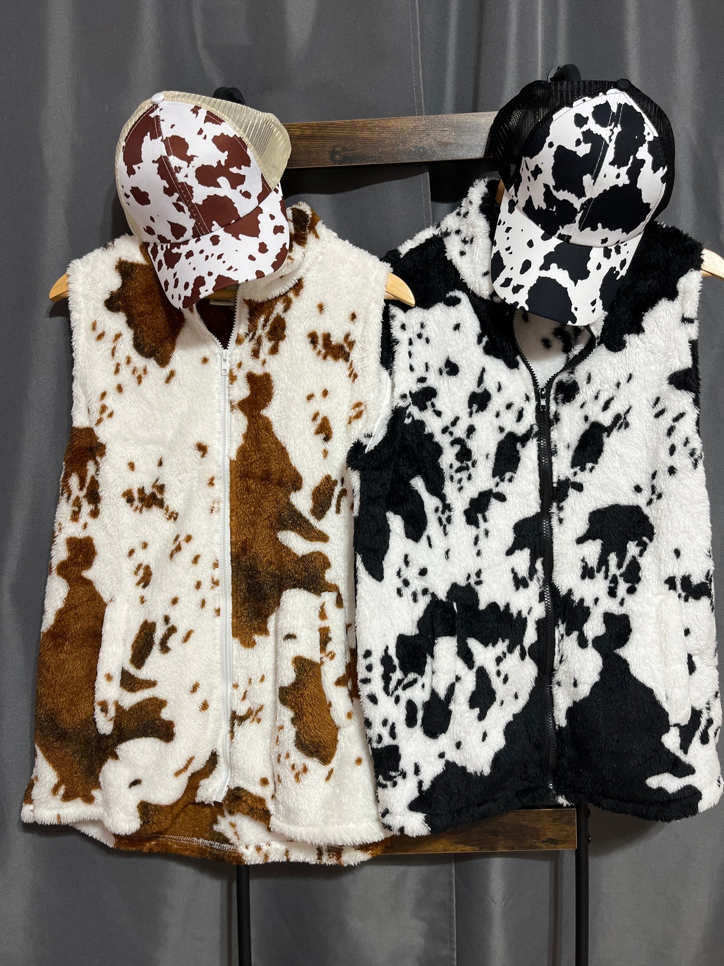 Sherpa Cow print Vest