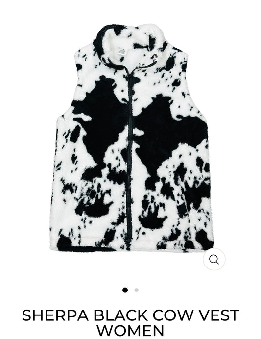 Sherpa Cow print Vest