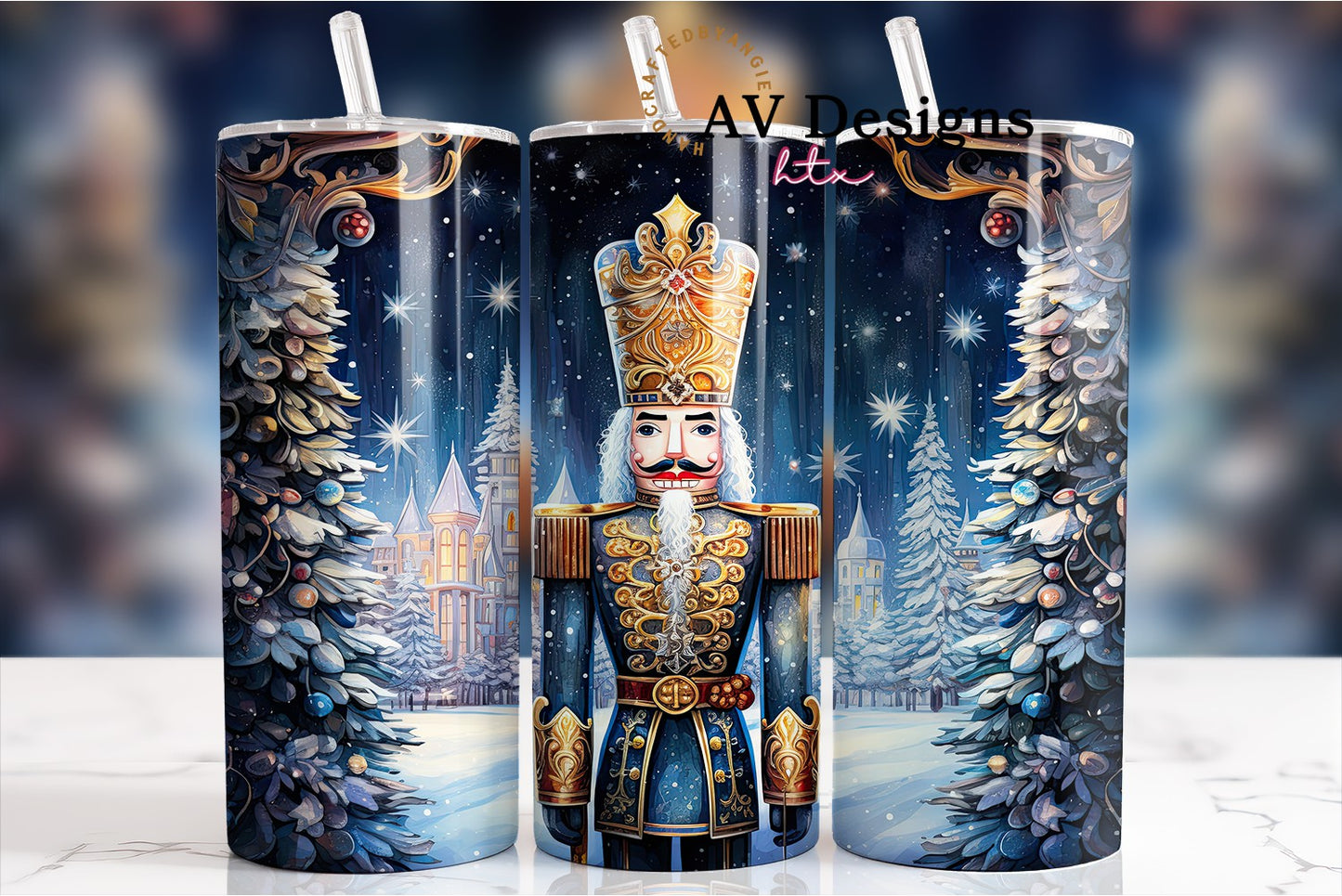 Blue Whimsical Nutcracker Tumbler