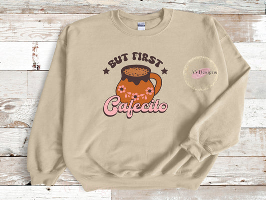 But First Cafecito tan Crew Sweater