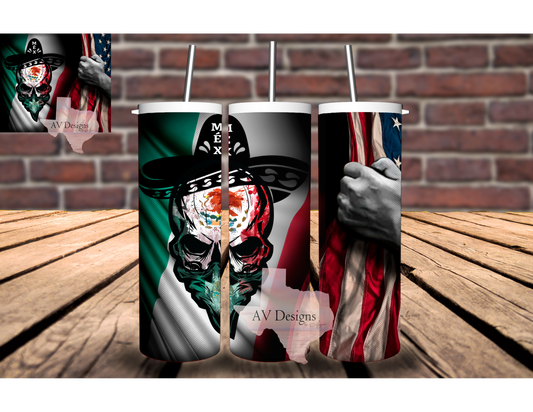 Mexican American Flag Tumbler