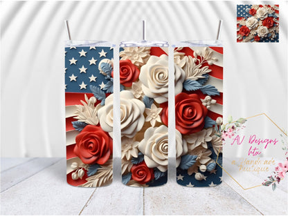 Patriotic floral Tumbler