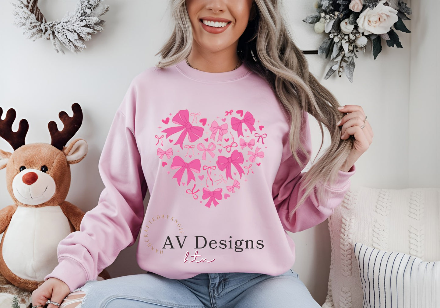 Pink Bow Crew Sweater