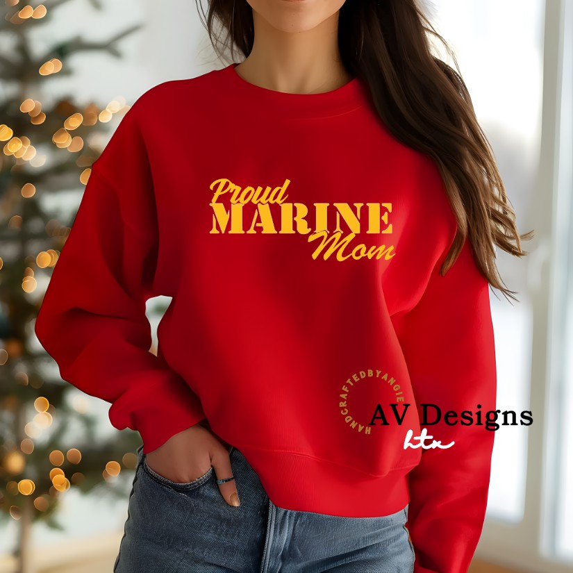 Proud Marine Mom Crew Sweater | Sweatshirt